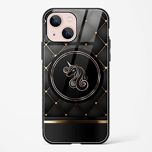 Black Golden Unicorn Glass Case for iPhone 14 Plus