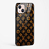 LV Black Gold Glass Case for iPhone 14 Plus