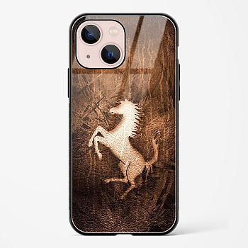 Ferrari Design Gold Glass Case for iPhone 14 Plus