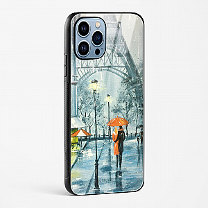 Romantic Couple Walking In Rain Glass Case Phone Cover For iPhone 15 Pro