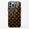 LV Black Gold Glass Case for iPhone 15 Pro