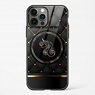 Black Golden Unicorn Glass Case for iPhone 14 Pro Max