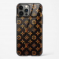 LV Black Gold Glass Case for iPhone 15 Pro Max
