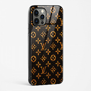 LV Black Gold Glass Case for iPhone 15 Pro Max