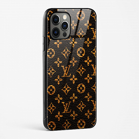 Buy LV Black Gold Glass Case for iPhone 14 Pro Max