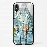 Romantic Couple Walking In Rain Glass Case Phone Cover For iPhone XS