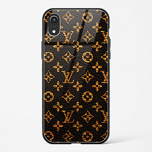 LV Black Gold Glass Case for iPhone XR