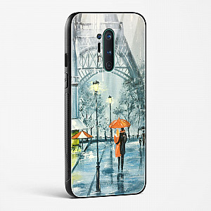 Glass Case For OnePlus 8 Pro - Romantic Couple Walking In Rain