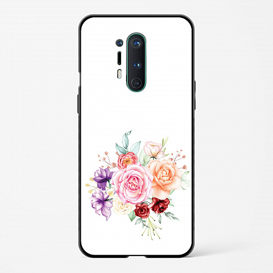 Glass Case For OnePlus 8 Pro - Flower Design Abstract 1