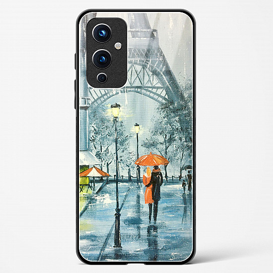Glass Case For OnePlus 9 - Romantic Couple Walking In Rain