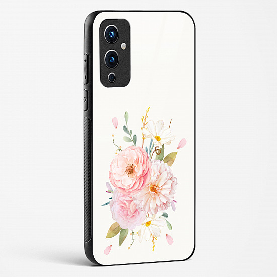 Glass Case For OnePlus 9 - Flower Design Abstract 2