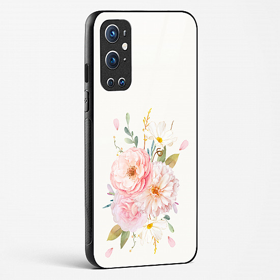 Glass Case For OnePlus 9 Pro - Flower Design Abstract 2