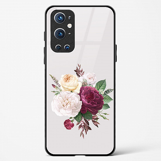 Glass Case For OnePlus 9 Pro - Flower Design Abstract 3