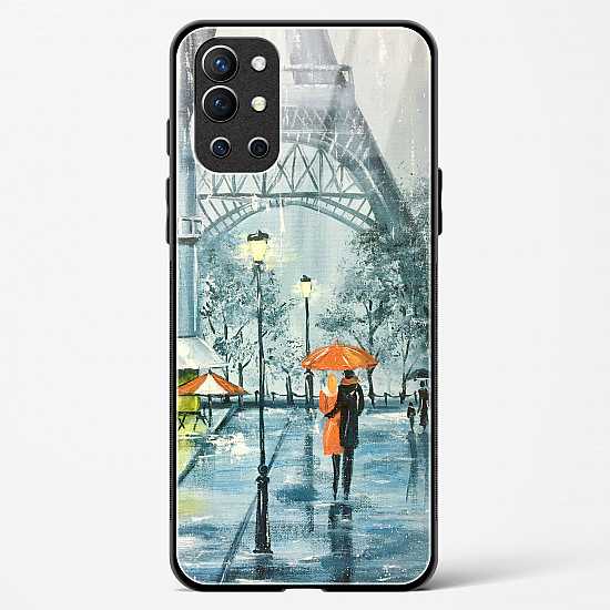 Romantic Couple Walking In Rain Glass Case For OnePlus 9R