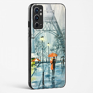 Romantic Couple Walking In Rain Glass Case For OnePlus 9RT