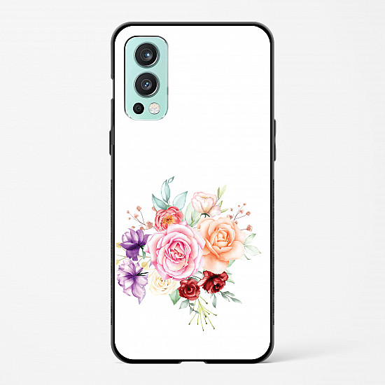 Glass Case For OnePlus Nord 2 - Flower Design Abstract 1