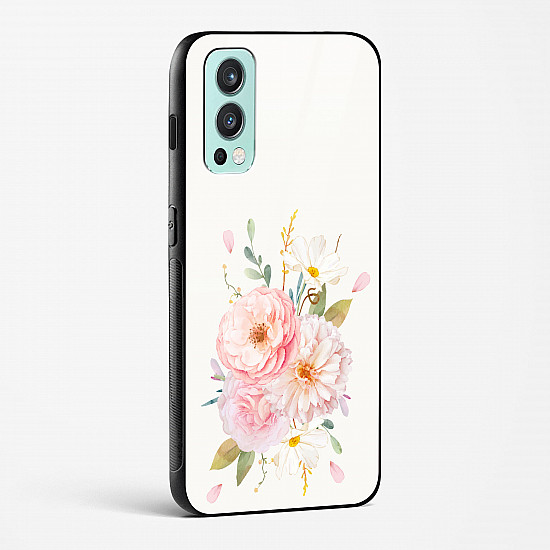 Glass Case For OnePlus Nord 2 - Flower Design Abstract 2