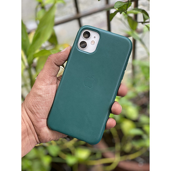 Pine Green Leather Case For iPhone