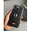 Black Leather Case For iPhone 14 with Microfiber Interior