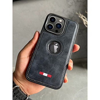 Blue Leather Case For iPhone 15 Pro