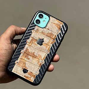 Black Brown Carbon Fibre Designer Leather Case for iPhone