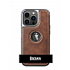 Brown Leather Case With Chrome Electroplating For iPhone 11