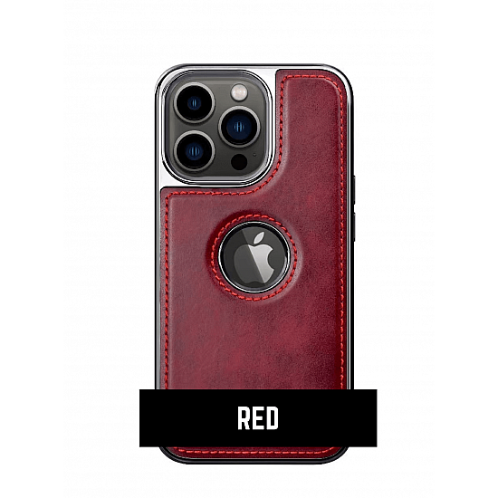 Red Leather Case With Chrome Electroplating For iPhone 12 Pro Max                                        