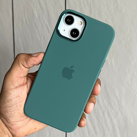 Silicon case with metal buttons for iPhone 13 midnight green