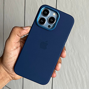 Silicon case with metal buttons for iPhone 13 Pro dark blue