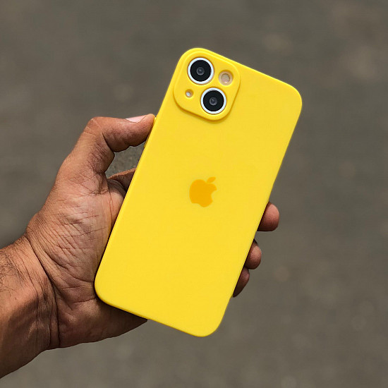 Yellow Soft Rubber Case For iPhone 13