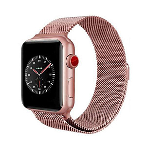 CaseKiDukaan Stainless Steel Milanese Loop Strap with Magnetic Lock Buckle Wrist Band for Apple Watch Series Ultra/8/Se/7/6/5/4/3/2/1 - Size 42/42/45/49mm  Rose Gold