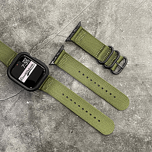 Nylon Strap Green Color Compatible with iWatch Series Se/7/6/5/4/3/2/1