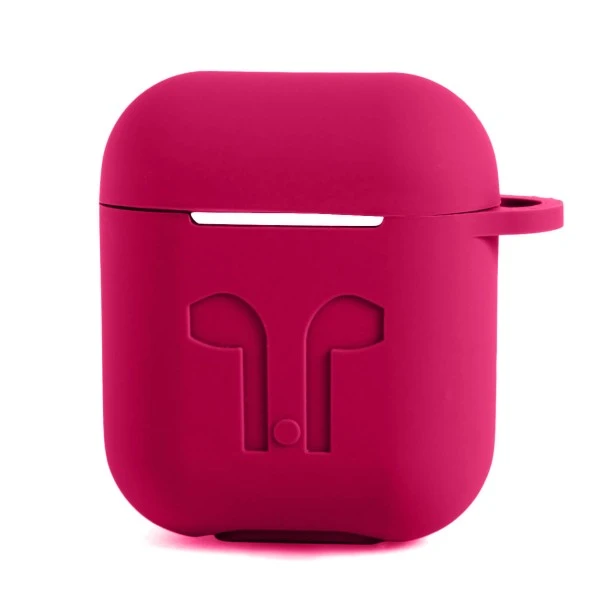 Soft Silicon Protective Carrying Case / Cover For Apple Airpods Headsets -  Rich Rouge