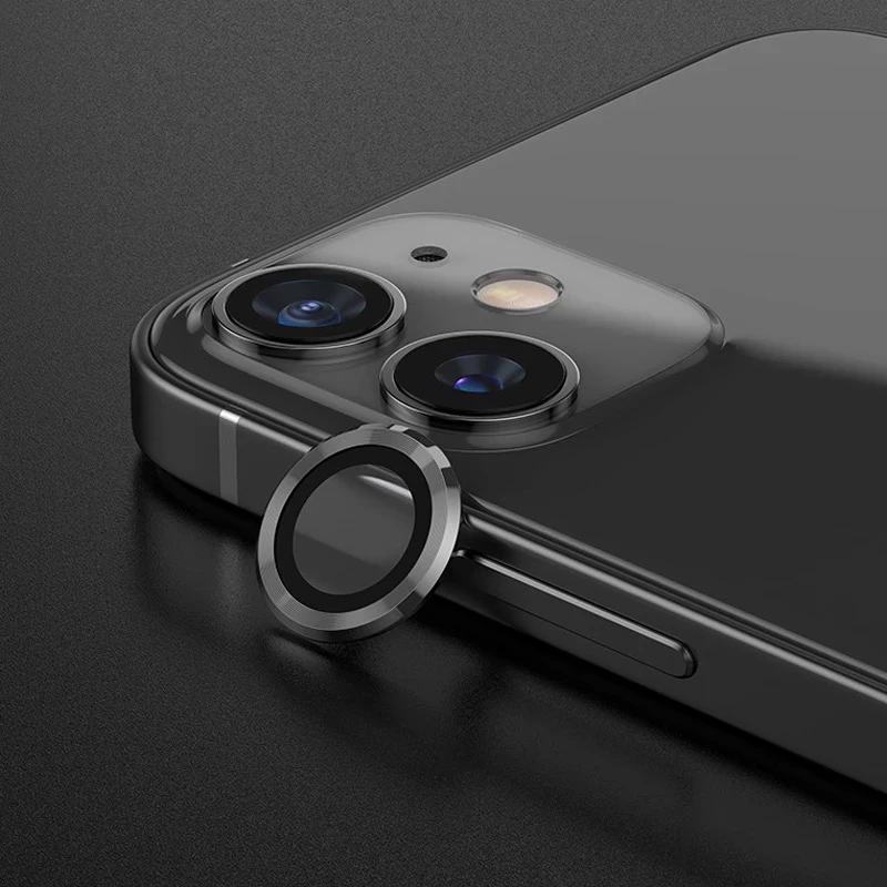 Metal Ring Camera Lens Screen Protector Tempered Glass for iPhone Graphite - Set of 2/3