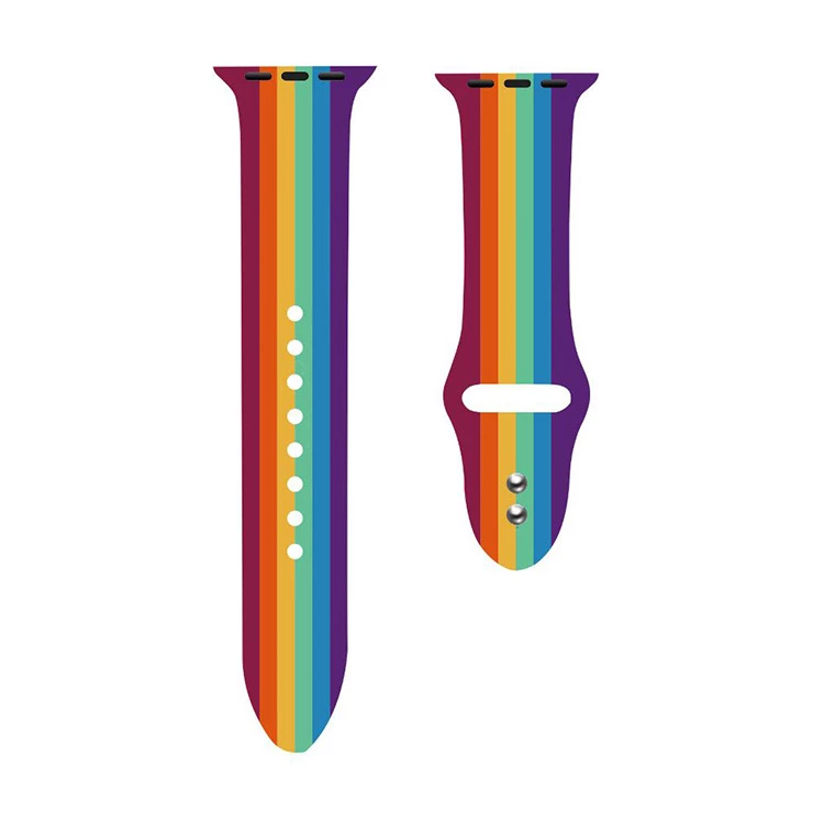 Rainbow Pattern iWatch Silicone Strap Compatible with Watch Series Se/6/5/4/3/2/1 Size: 38mm/40mm/41mm