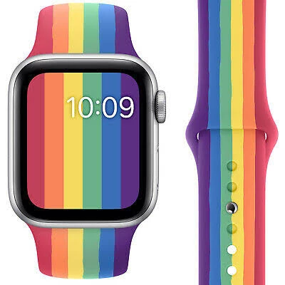Rainbow Pattern iWatch Silicone Strap Compatible with Watch Series Se/6/5/4/3/2/1 Size: 38mm/40mm/41mm