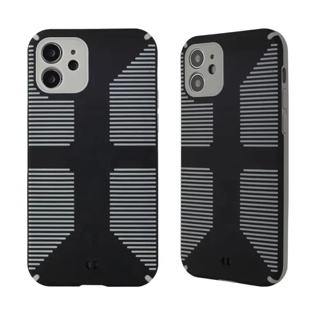 Dual Color Camera Protection Shockproof Stripe Case For iPhone : Black