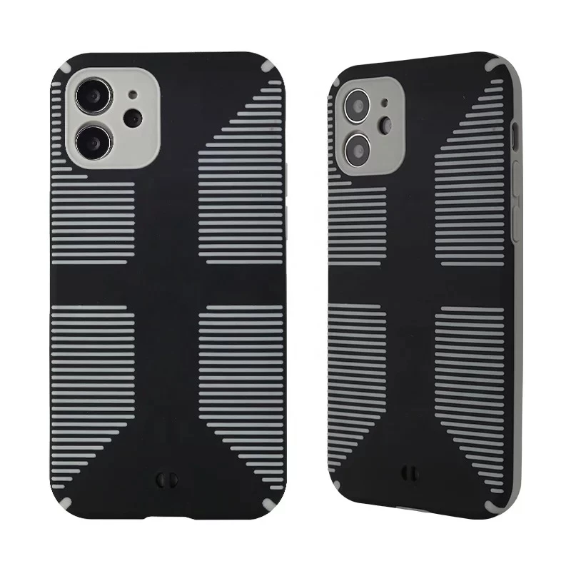 Dual Color Camera Protection Shockproof Stripe Case For iPhone : Black