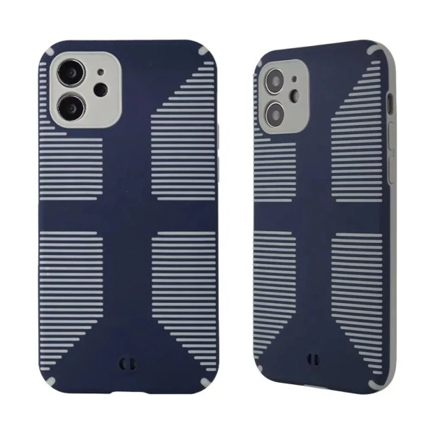 Dual Color Camera Protection Shockproof Stripe Case For iPhone : Blue