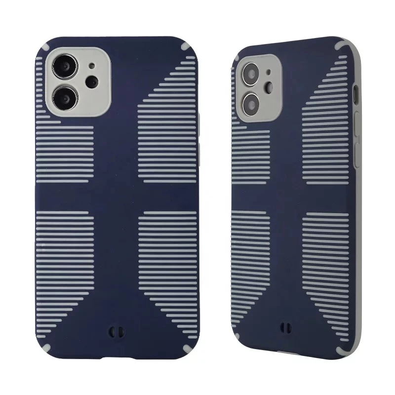 Dual Color Camera Protection Shockproof Stripe Case For iPhone : Blue