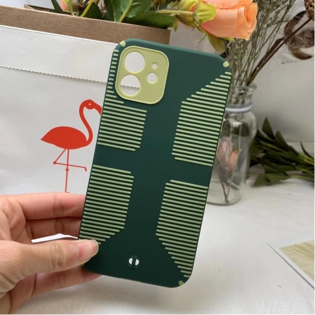 Dual Color Camera Protection Shockproof Stripe Case For iPhone : Green