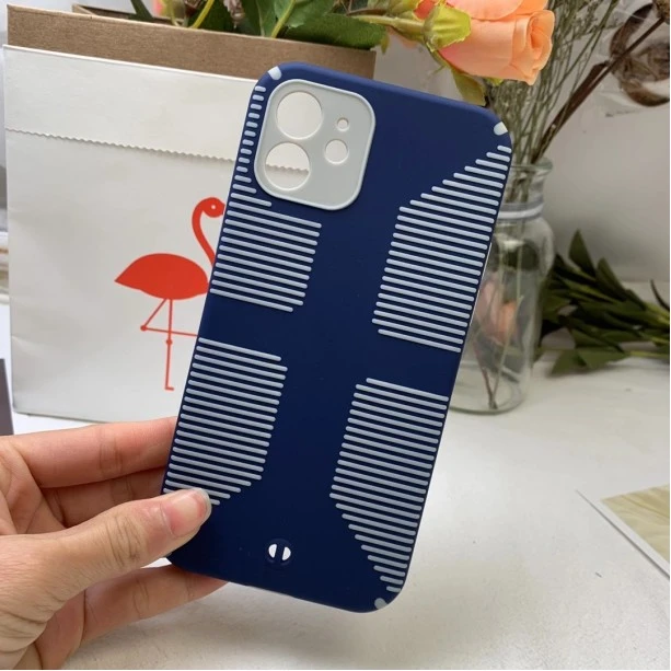 Dual Color Camera Protection Shockproof Stripe Case For iPhone : Blue