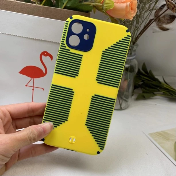 Dual Color Camera Protection Shockproof Stripe Case For iPhone : Yellow