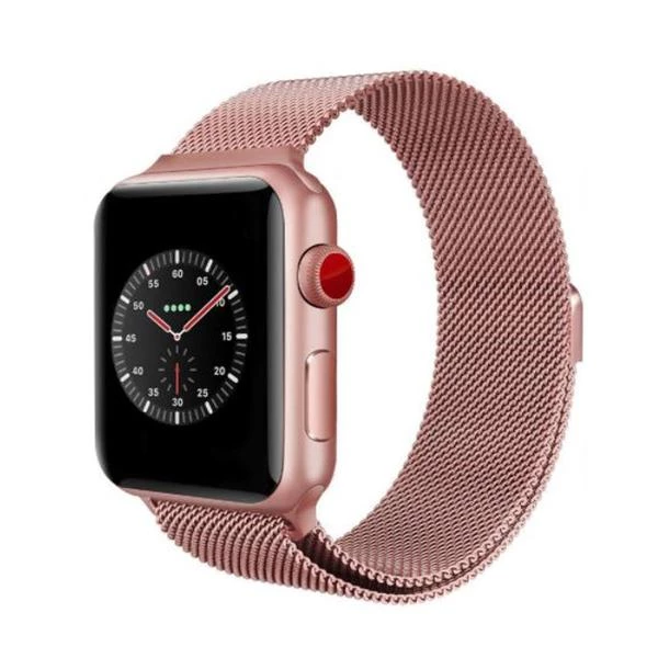 CaseKiDukaan Stainless Steel Milanese Loop Strap with Magnetic Lock Buckle Wrist Band for Apple Watch Series Ultra/8/Se/7/6/5/4/3/2/1 - Size 38/40/41mm Rose Gold
