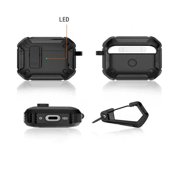 Rugged Armor Shockproof Case For AirPods Pro/Pro2 - Black