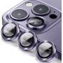 Metal Ring Camera Lens Screen Protector Tempered Glass for iPhone Deep Purple - Set of 2/3