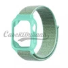 iWatch Silicon Case With Nylon Velcro Strap Compatible With Apple iWatch Series Ultra/8/Se/7/6/5/4/3/2/1 Size 38mm 40mm 41mm Bluish Green