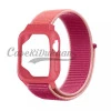 iWatch Silicon Case With Nylon Velcro Strap Compatible With Apple iWatch Series Se/7/6/5/4/3/2/1 Size 42mm / 44mm / 45mm / 49mm Dual Pink