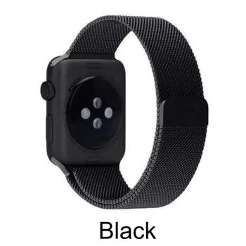 CaseKiDukaan Stainless Steel Milanese Loop Strap with Magnetic Lock Buckle Wrist Band for Apple Watch Series Ultra/8/Se/7/6/5/4/3/2/1 Size 38/40/41mm-  Black