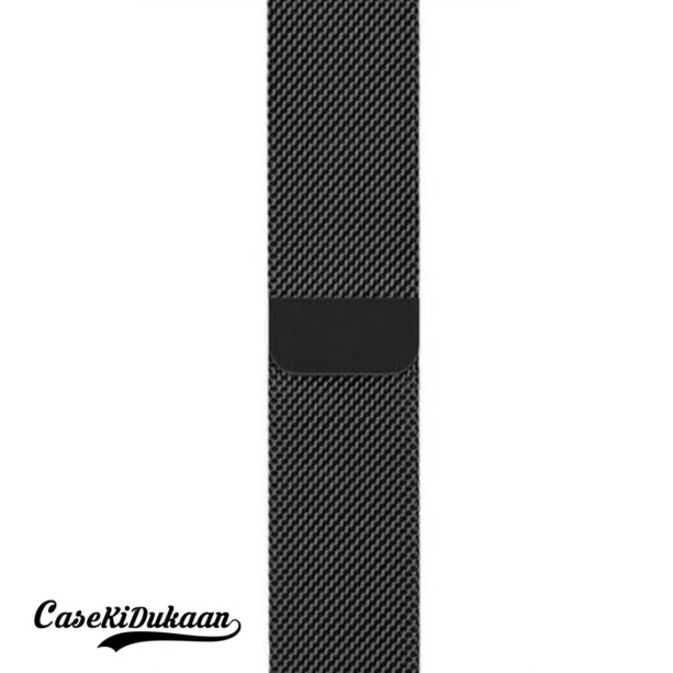CaseKiDukaan Stainless Steel Milanese Loop Strap with Magnetic Lock Buckle Wrist Band for Apple Watch Series Ultra/8/Se/7/6/5/4/3/2/1 Size 38/40/41mm-  Black